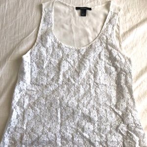 Forever 21 Floral/Sheer White Tank Top